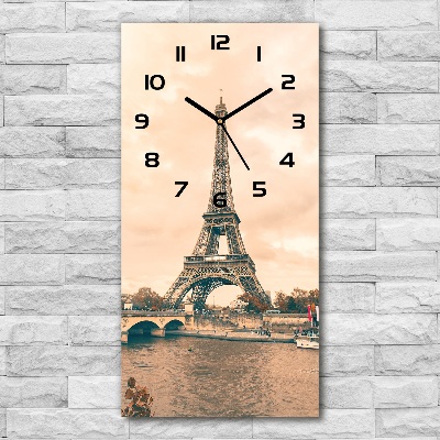 Vertical rectangular wall clock Eiffel Paris tower