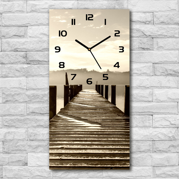 Vertical rectangular wall clock Wooden pier