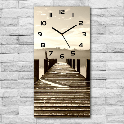 Vertical rectangular wall clock Wooden pier