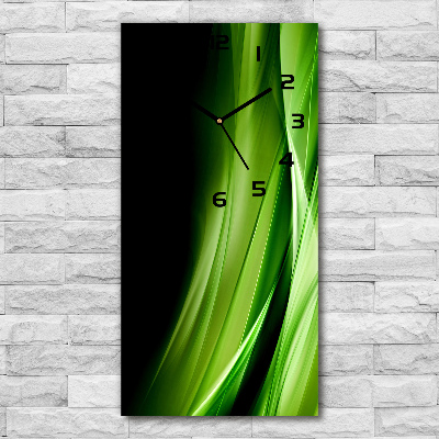 Modern vertical wall clock Green waves