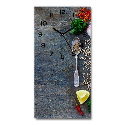 Vertical rectangular wall clock Spices and herbs