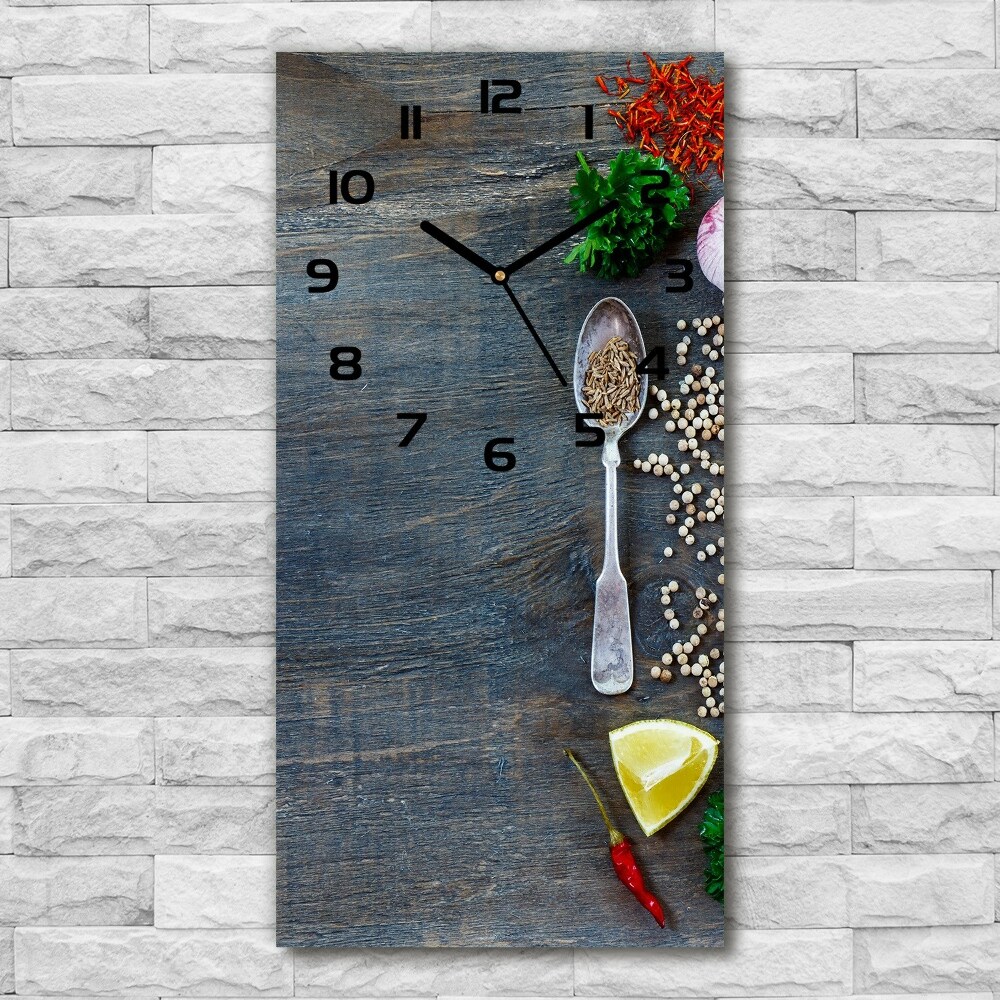 Vertical rectangular wall clock Spices and herbs