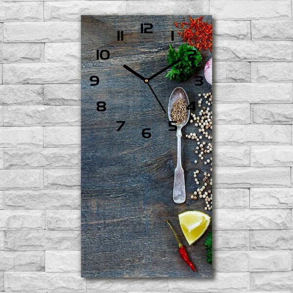 Vertical rectangular wall clock Spices and herbs