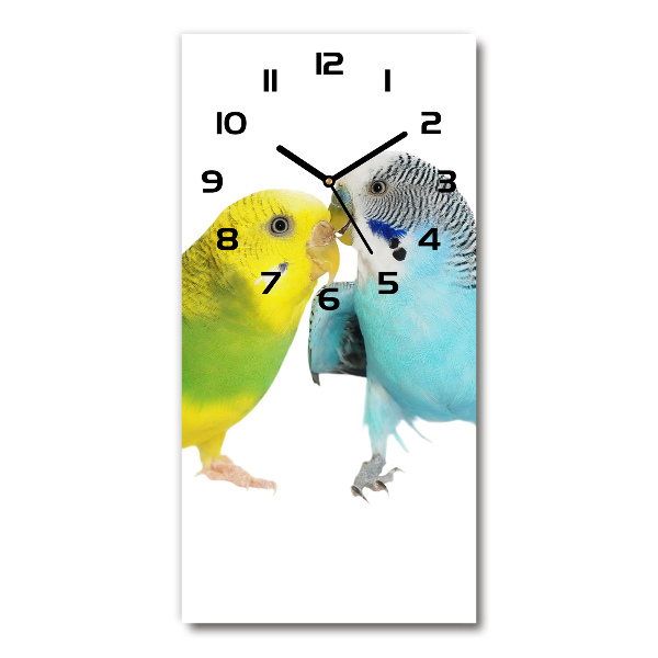 Modern vertical wall clock Faded parakeets