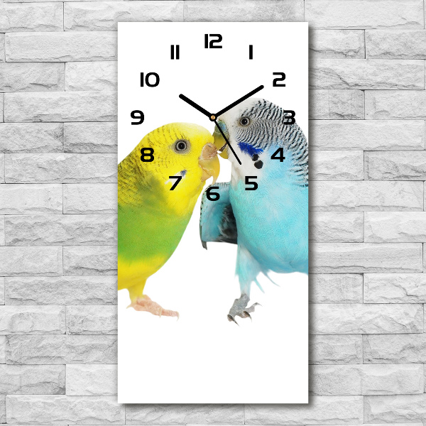 Modern vertical wall clock Faded parakeets