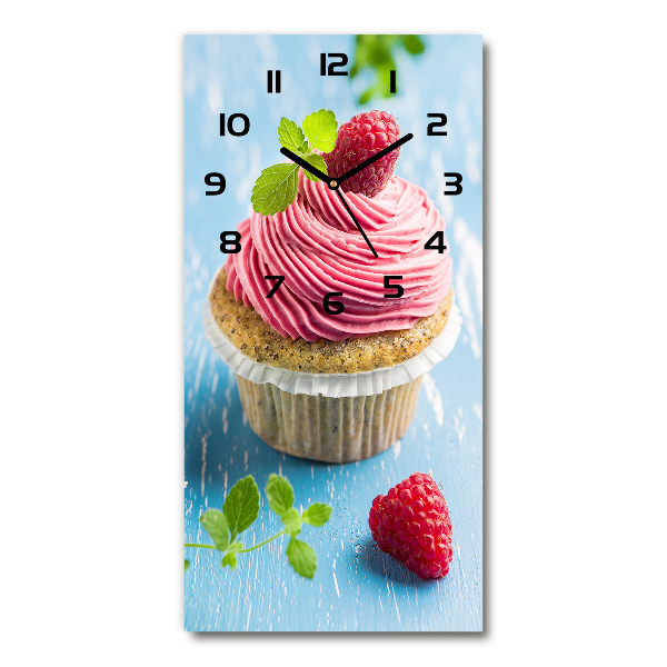 Vertical wall clock Raspberry cupcake