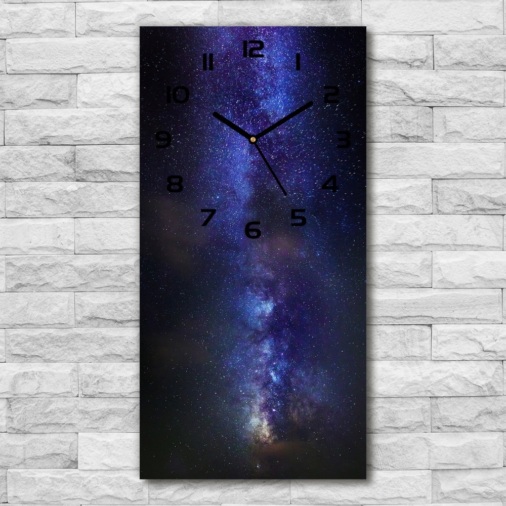 Modern vertical wall clock Milky Way