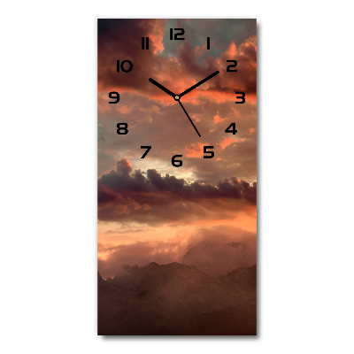 Vertical wall clock Sunset of the mountain