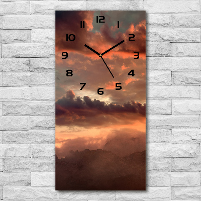 Vertical wall clock Sunset of the mountain