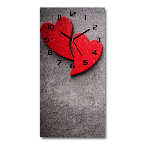 Vertical wall clock Red hearts