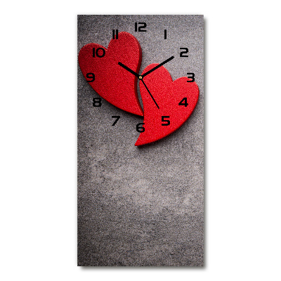 Vertical wall clock Red hearts