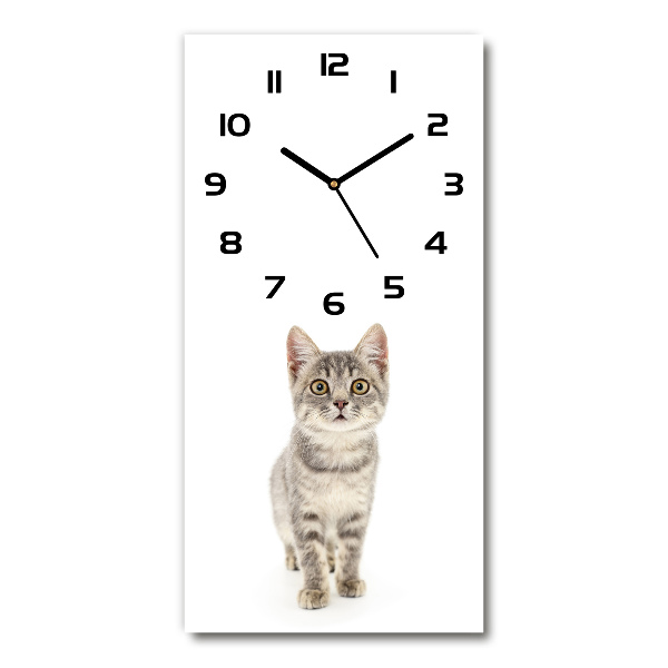 Vertical wall clock Gray cat