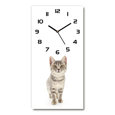 Vertical wall clock Gray cat