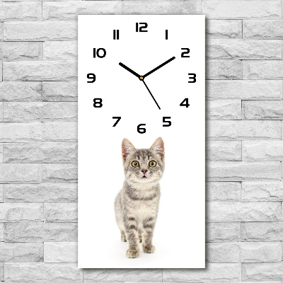 Vertical wall clock Gray cat