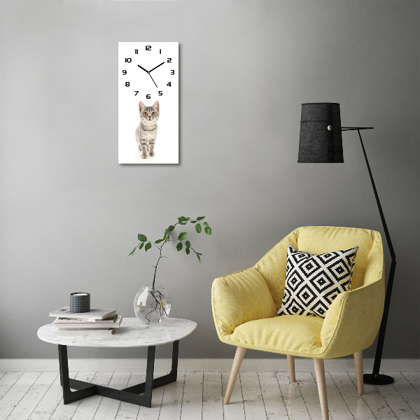 Vertical wall clock Gray cat