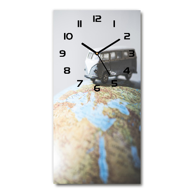 Vertical rectangular wall clock Van on the globe