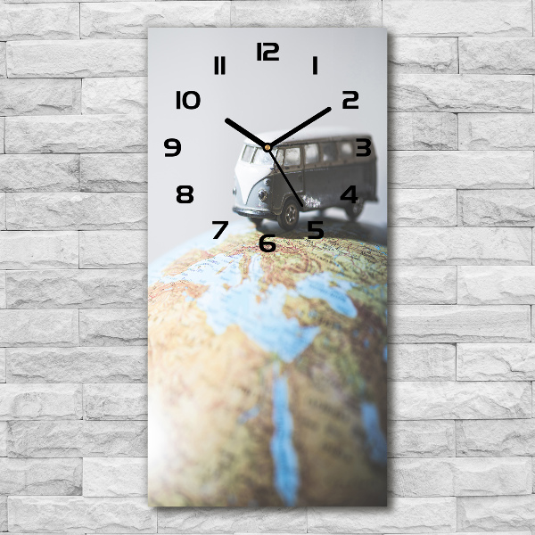 Vertical rectangular wall clock Van on the globe