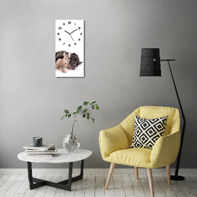 Vertical wall clock Dog and cat