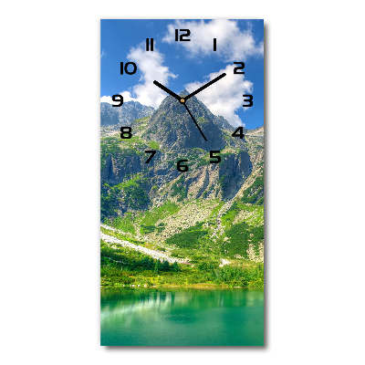 Vertical wall clock Lake in the mountains