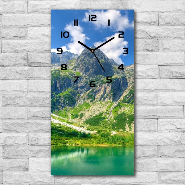 Vertical wall clock Lake in the mountains