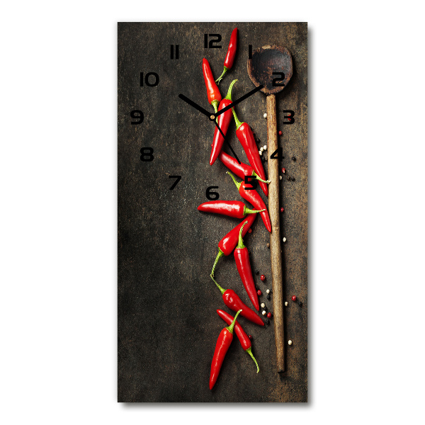 Modern vertical wall clock Chilli peppers