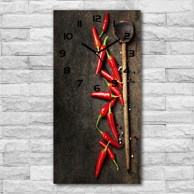 Modern vertical wall clock Chilli peppers