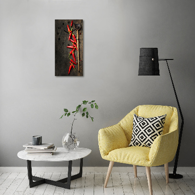 Modern vertical wall clock Chilli peppers