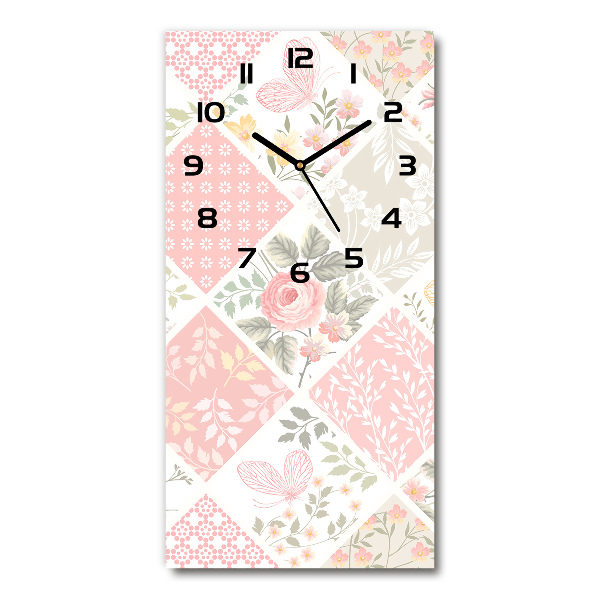 Vertical rectangular wall clock Floral pattern