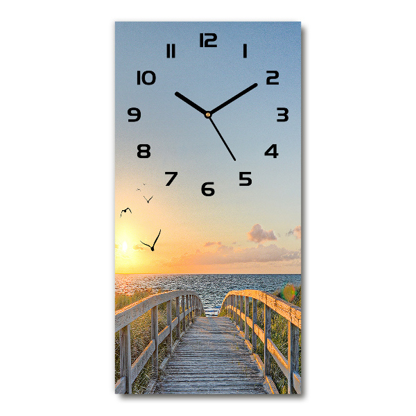 Vertical rectangular wall clock Path to the beach