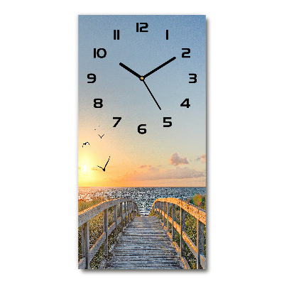 Vertical rectangular wall clock Path to the beach