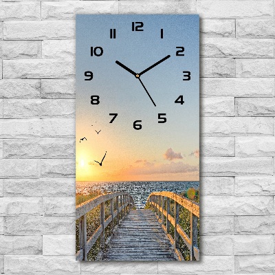 Vertical rectangular wall clock Path to the beach