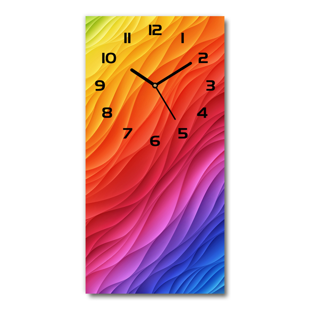 Modern vertical wall clock Colorful waves