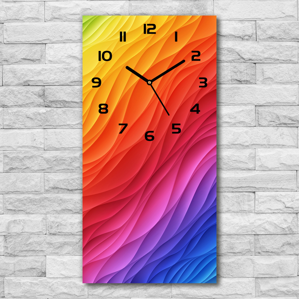 Modern vertical wall clock Colorful waves