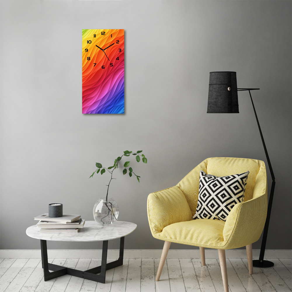 Modern vertical wall clock Colorful waves