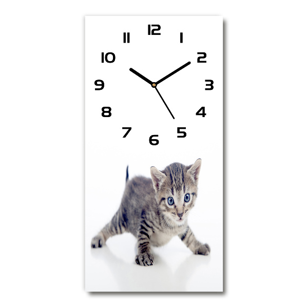 Modern vertical wall clock Small cat