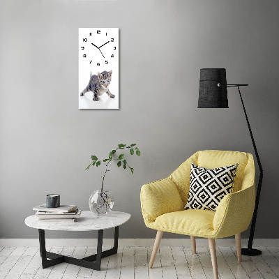 Modern vertical wall clock Small cat