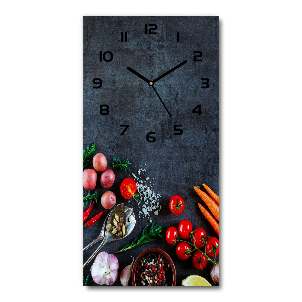 Vertical wall clock Vegetables and spices