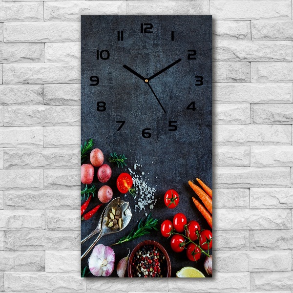 Vertical wall clock Vegetables and spices