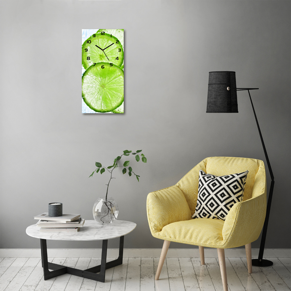 Vertical rectangular wall clock Lime underwater