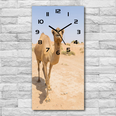 Vertical rectangular wall clock A camel in the desert