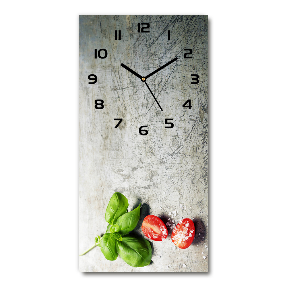 Vertical rectangular wall clock Tomatoes and basil