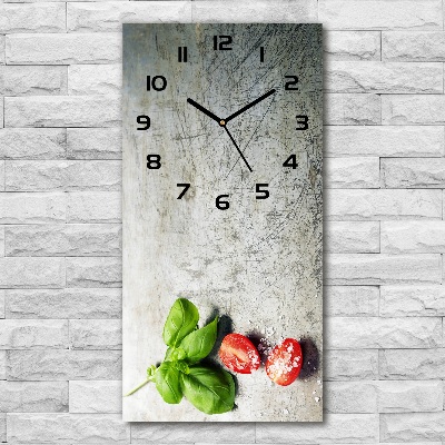 Vertical rectangular wall clock Tomatoes and basil