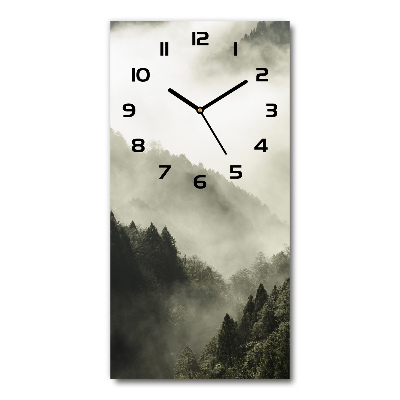 Vertical rectangular wall clock Fog over the forest