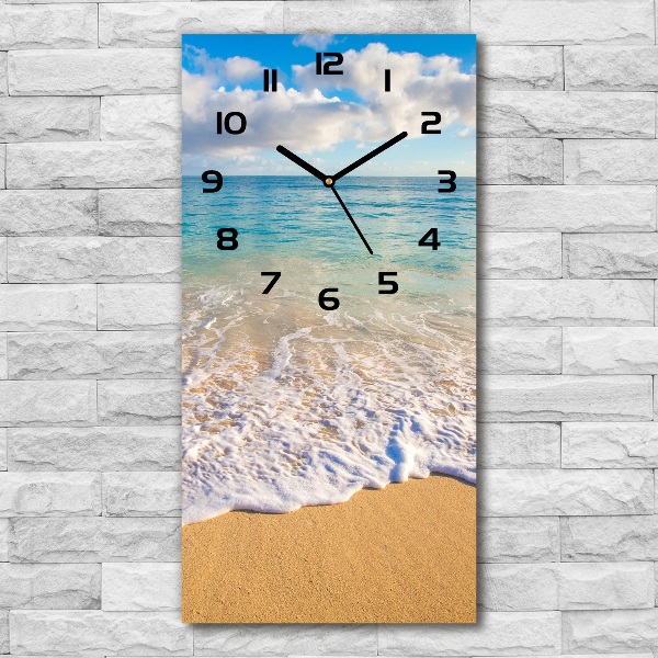 Vertical rectangular wall clock Tropical beach