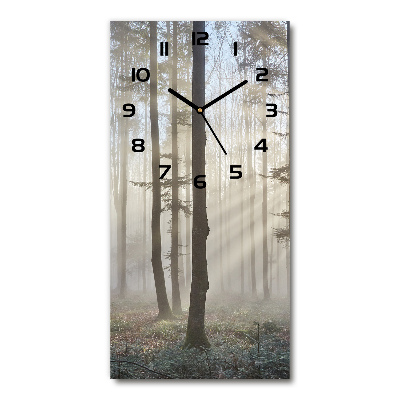 Vertical wall clock Fog in the forest