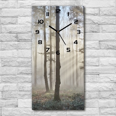 Vertical wall clock Fog in the forest