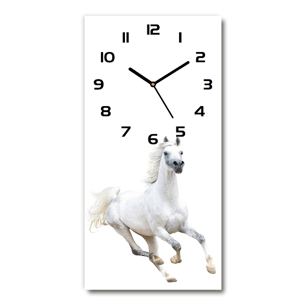 Modern vertical wall clock White horse at a gallop