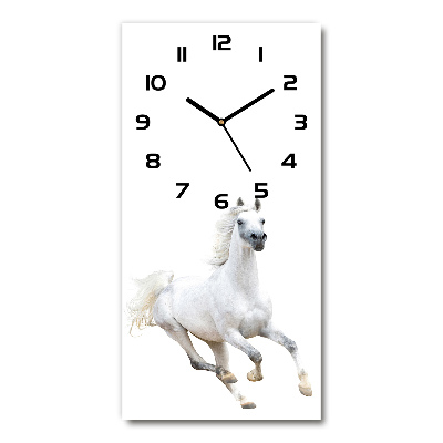 Modern vertical wall clock White horse at a gallop