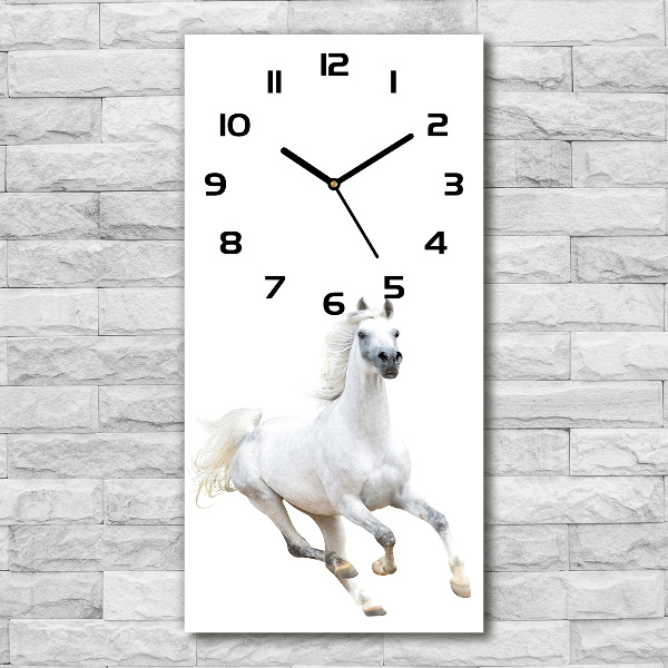 Modern vertical wall clock White horse at a gallop