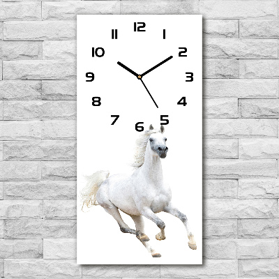 Modern vertical wall clock White horse at a gallop